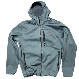 The North Face Apex Risor Mens Large Fleece Lined Hooded Jacket Blue Softshell *